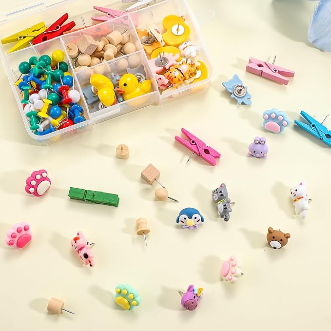 117 Pieces Push Pins Set Cute Thumb Tacks Decorative Push Pins - Image 7