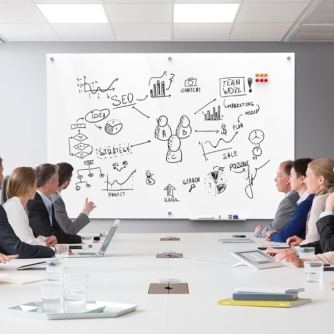 MaxGear 72" x 48" Glass Whiteboard Wall Mounted - Image 2