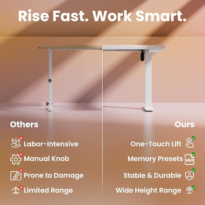 HUANUO 55 x 28 inch Electric Standing Desk Adjustable Height, 4 Memory Height - Image 6