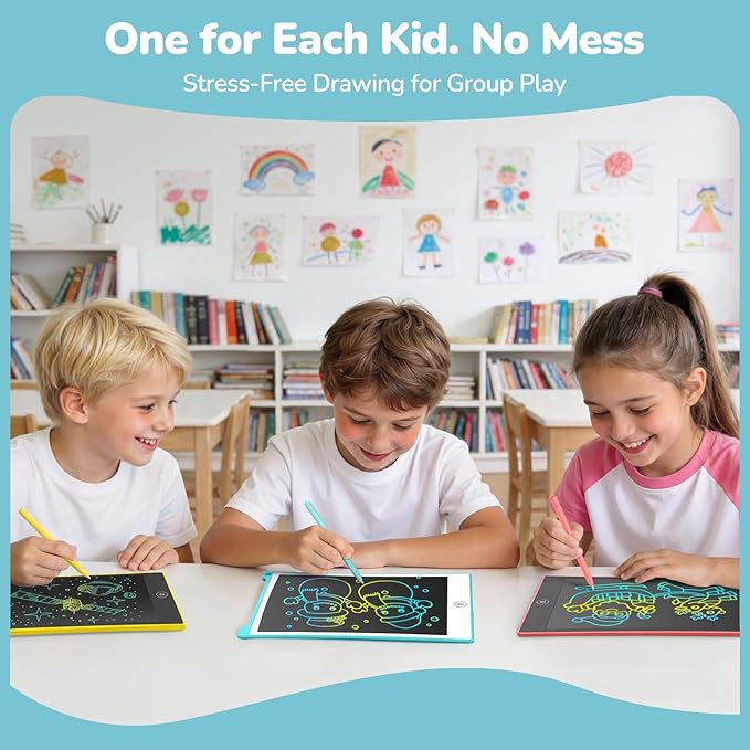 TECJOE 4 Pack LCD Writing Tablet, 8.5 Inch Colorful Drawing Board, Kids Travel - Image 3