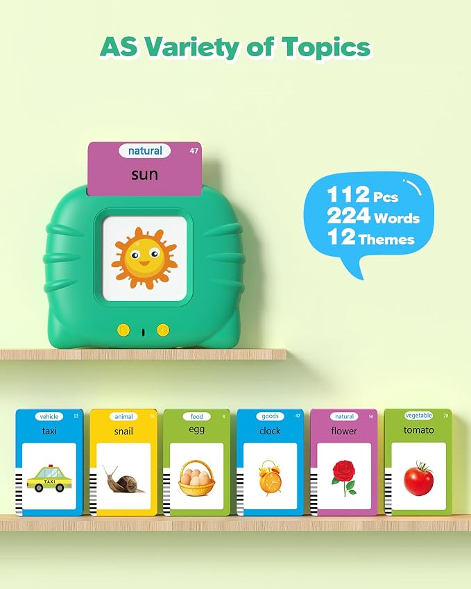 Talking Flash Cards for Toddlers 1 2 3 4 Year Olds, Montessori Language Learning - Image 2