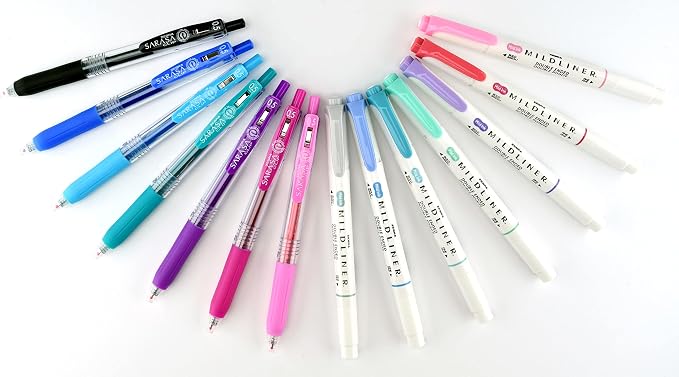 Zebra Pen Journaling Set, Includes 7 Mildliner Highlighters and 7 Sarasa Clip - Image 3