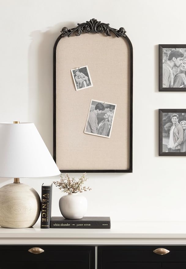 Kate and Laurel Arendahl Arch Pinboard; 13 x 25; Black; Framed Arched Ornate - Image 3