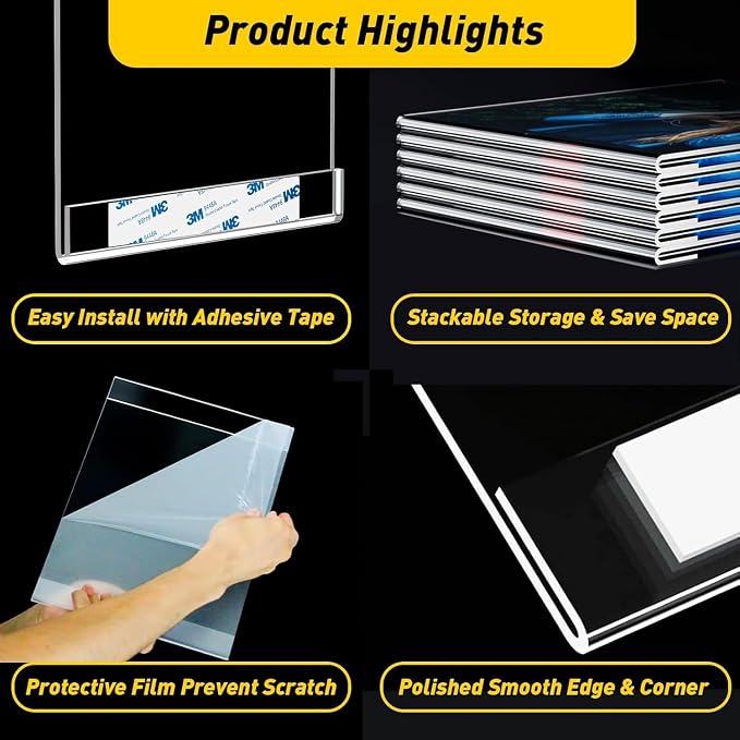 KSacry 30 Pcs Acrylic Sign Holder 8.5 x 11, Vertical Wall Mount Sign Holders - Image 4