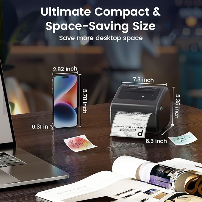 Bluetooth Shipping Label Printer 4x6 - D450BT Thermal Label Printer for Shipping Packages, Small Business, Home, Office, Compatible with Amazon, Ebay, Etsy, USPS-DeskLoop Office