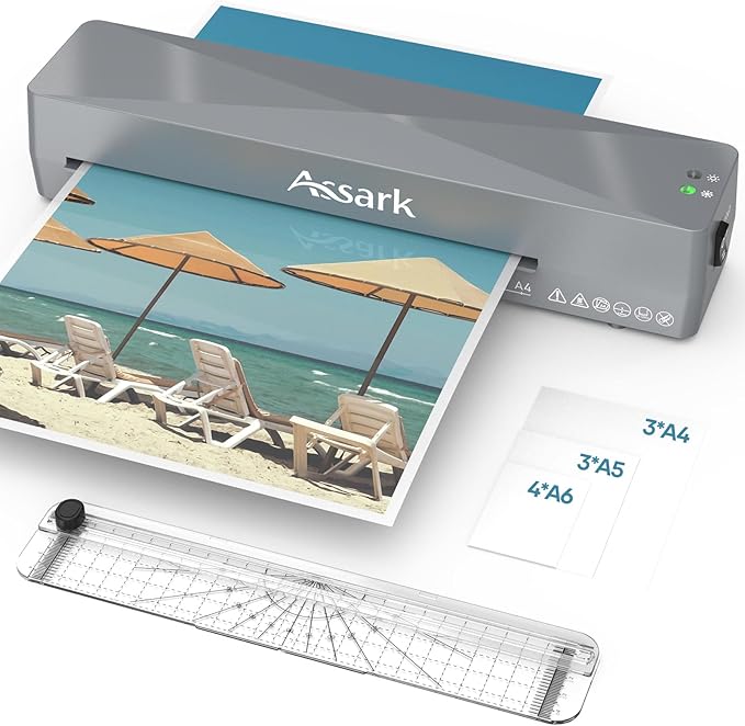 Laminator Machine 9 Inch, laminator with 10 Laminating Sheets, Laminating Machine Quick preheating with Paper Cutter, Low Noise, Plastificadora with ABS Jam Free-DeskLoop Office