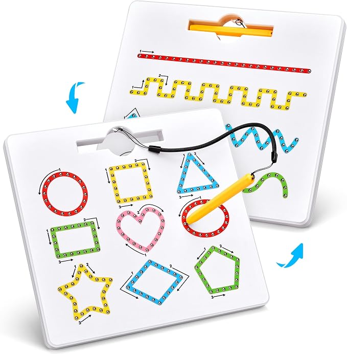 GAMENOTE Magnetic Shapes and Lines Tracing Board, 2-in-1 Double-Sided Pencil by Gamenote