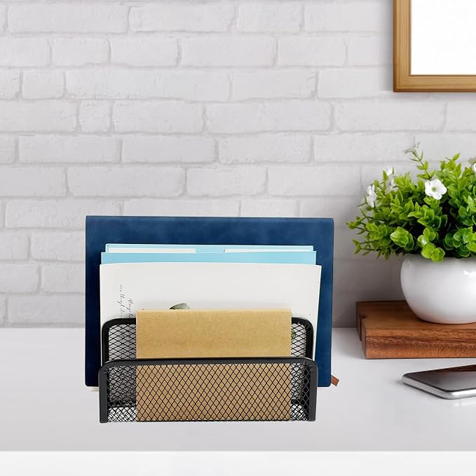 2pcs Mail Organizer for Desk, 3-Slot Mesh Metal Mail Holder countertop - Image 6