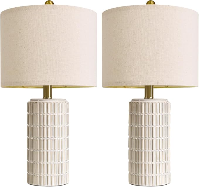 PoKat 20.75" Small Modern Ceramic Table Lamps Set of 2 - Image 8