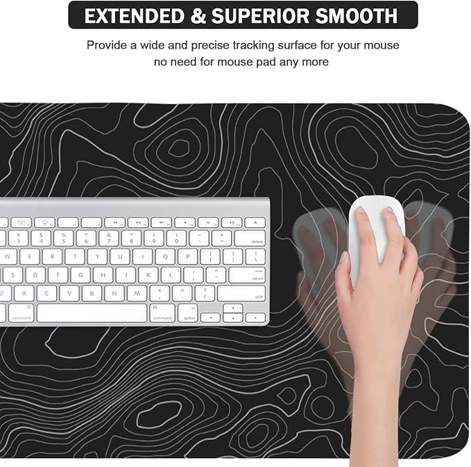 Topographic Mouse Pad, Extended Gaming, Desk Mat Laptop Waterproof Decor Writing - Image 5