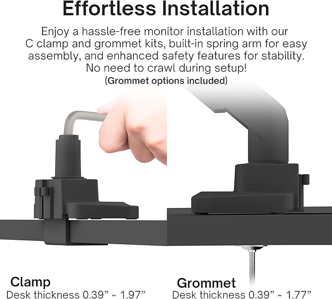 Pixio PS1S Wave Black Single Monitor Arm Stand Desk Mount - Fits up to 32 inches Monitors and up to 19.8lbs. VESA Compatibility and Integrated Cable Management-DeskLoop Office