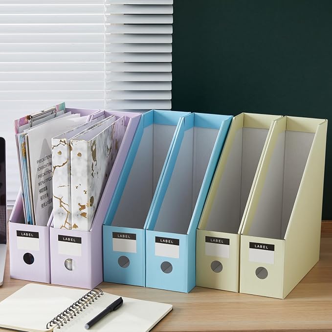 Y YOMA Cardboard File Magazine Holder, Pastel Color, 6 Pack Desktop Binder - Image 8
