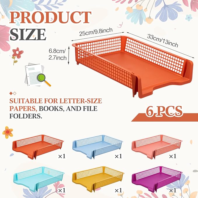 Geetery Set of 6 Turn in Trays Classroom Plastic Trays - Image 2