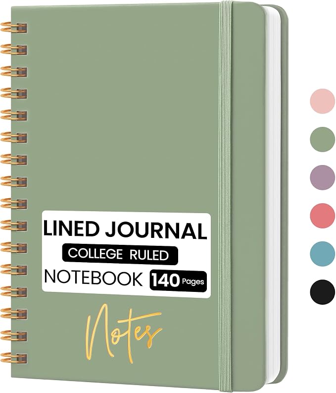 CICPAP Lined Spiral Journal Notebook, A5 College Ruled Notebook by CICPAP