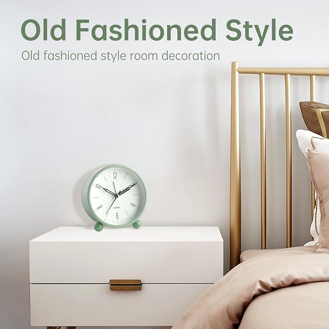Analog Alarm Clock, 4 inch Super Silent Non Ticking Small Clock - Image 5
