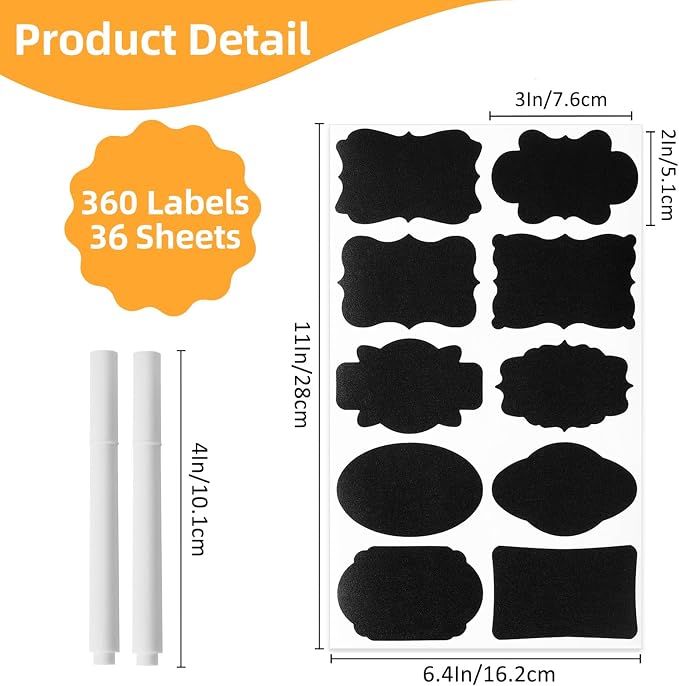 Homrelaxy 360Pcs Chalkboard Labels – 3x2 Inch Reusable Blackboard Stickers - Image 2