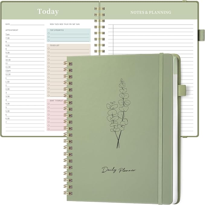 Oucaru Undated Daily Planner, A4 Size Spiral Notebook by Oucaru