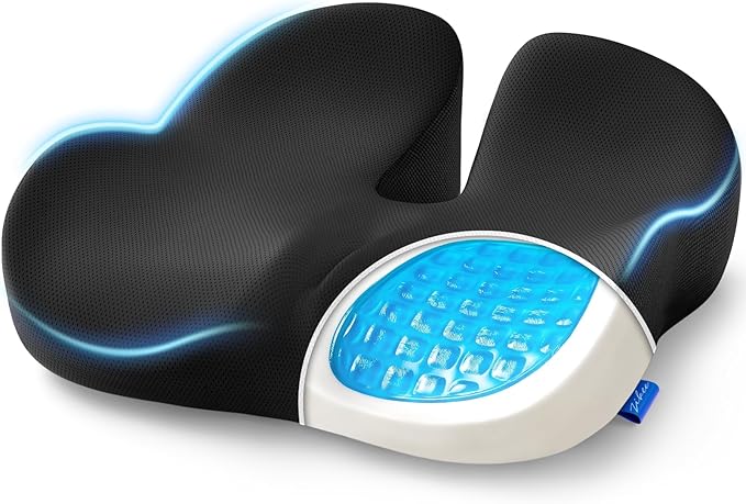 ZIKEE Gel Seat Cushion for Office Chair and Car Seat with Ergonomic Zoning, Memory Foam Chair Cushion for Sciatica, Lower Back, Tailbone Pain Relief and Intimate Ventilation, Non-Slip & Airy Cover-DeskLoop Office