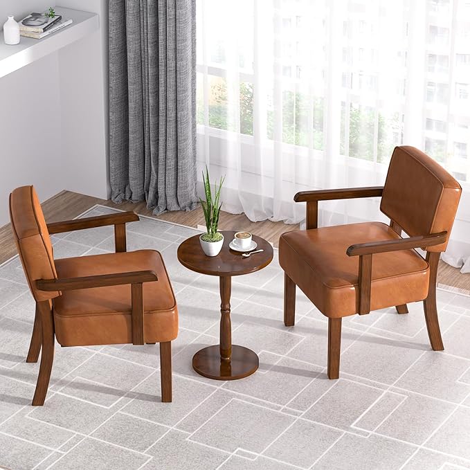 Accent Chair, PU Leather Living Room Chairs Oversize with Soft Seat and Armrests for Living Room Dinning Room Bedroom Reading Room Waiting Room-DeskLoop Office