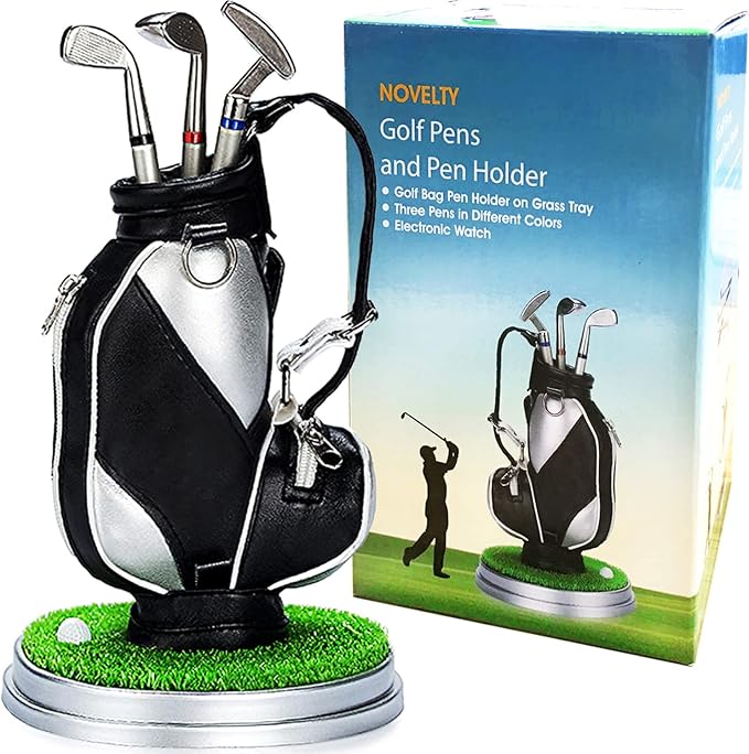 Jishi Golf Gifts for Men Golf Pen Holder Stocking Stuffers for Adults Men Golfers, Funny White Elephant Gifts for Adults Useful Unique Office Supplies Desk Accessories Decor Gadgets for Boss Dad Women-DeskLoop Office
