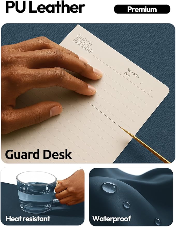 YSAGi Leather Desk Protector, Office Mat, Large Mouse Mat, Non-Slip PU Leather - Image 3