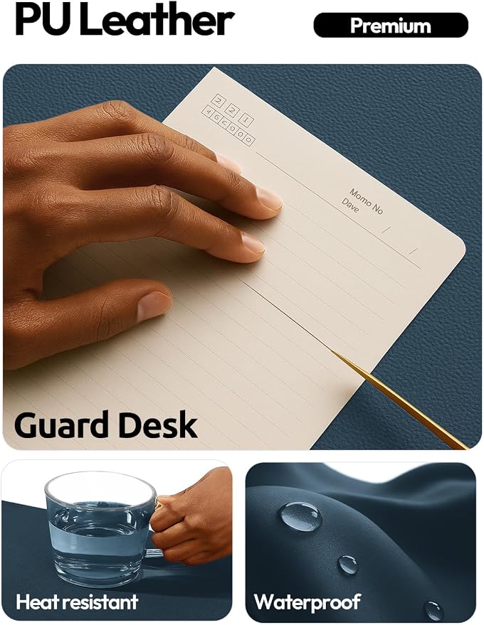 YSAGi Leather Desk Protector, Office Mat, Large Mouse Mat, Non-Slip PU Leather - Image 3