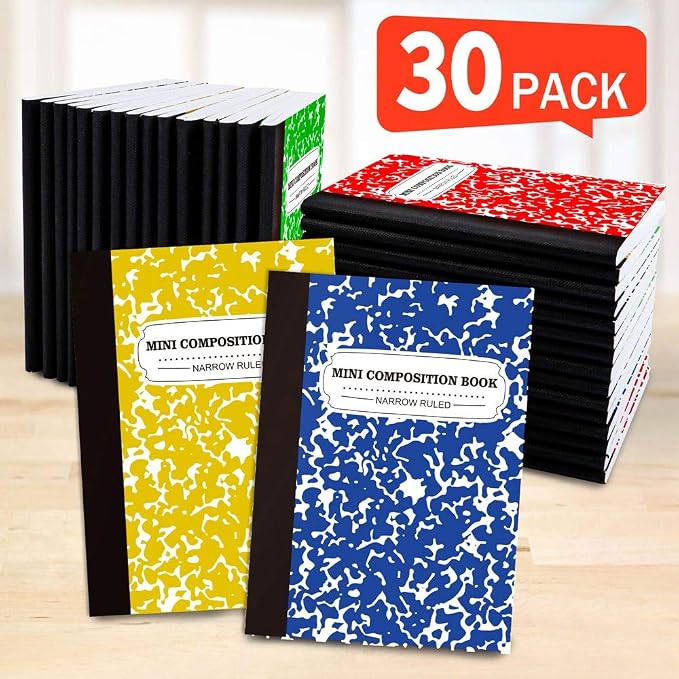 feela Composition Notebook, Mini Sized 30 Pack 5 Colors Narrow Ruled Mini - Image 6