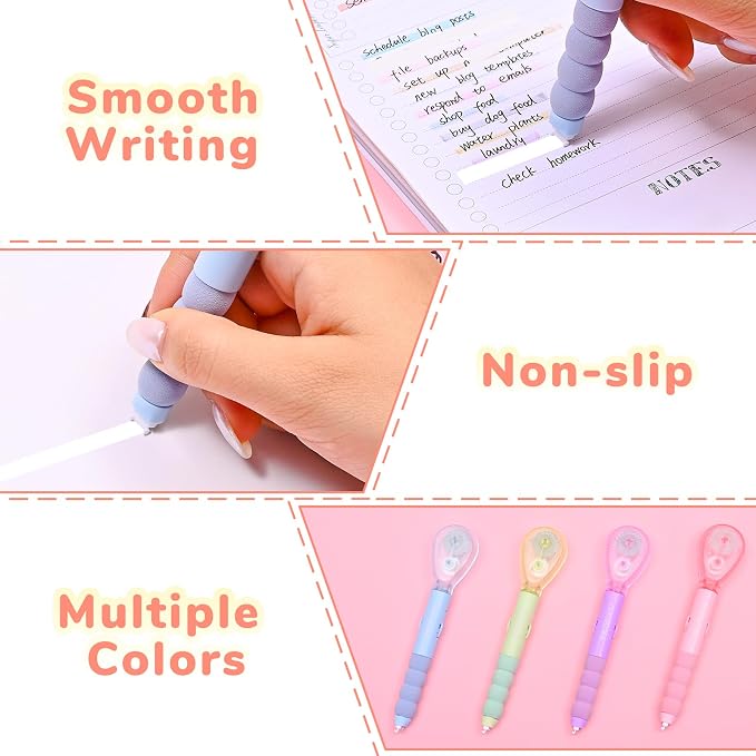 Temiary 4 Pcs White Correction Tape Pen, 19.69 ft Smooth Pull Out Tape Pens - Image 4