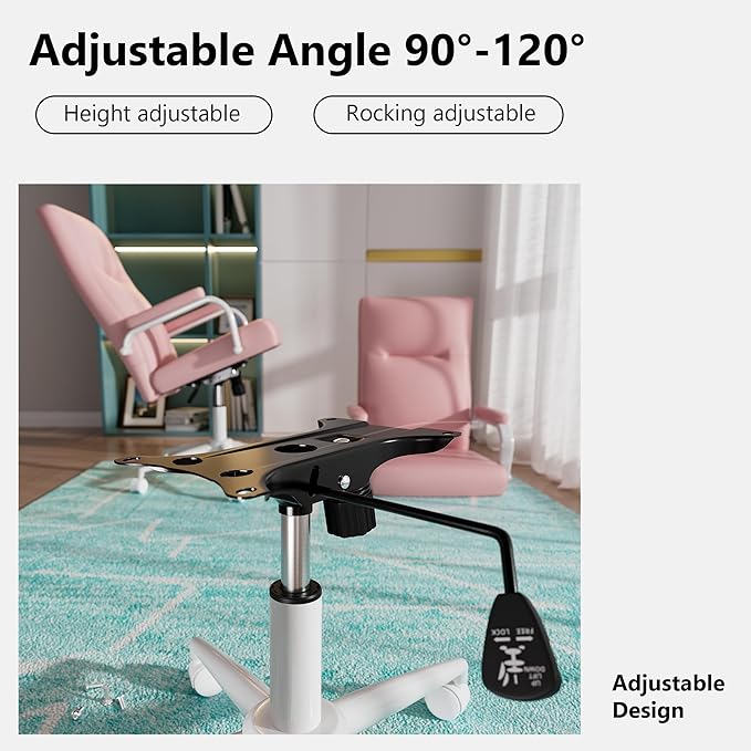 Pink Desk Chair, High Back Leather Executive Office Chair for Girl and Women, Adjustable Height Computer Desk Chairs with Wheels and Arms-DeskLoop Office