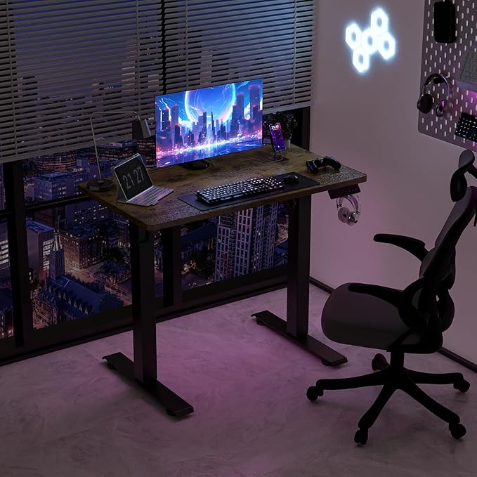 35 * 20 Electric Standing Desk, Adjustable Height Sit Stand Up Desk, Motorized Home Office Computer Gaming Workstation Desk-DeskLoop Office