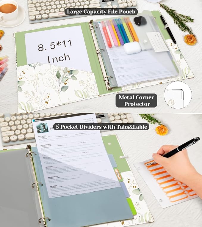 3 Ring 1 Inch Binder Organizer, KLLVE Three Ring Binders - Image 3