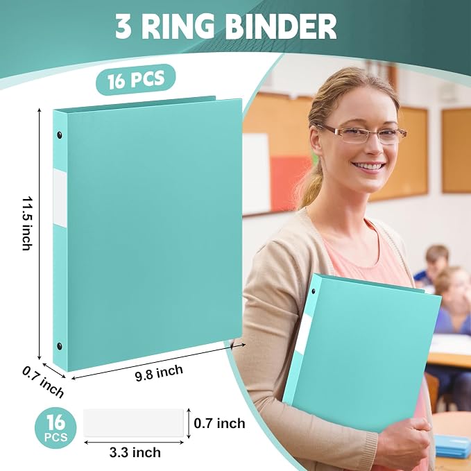 Henoyso 16 Pcs 3 Ring Binder 0.5 Inch Round Fits Letter Size 8.5'' x 11'' Paper - Image 2