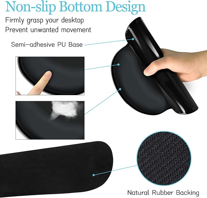 LIMKRIAN Black Mouse Pad Set Large Desk Matt - Image 5