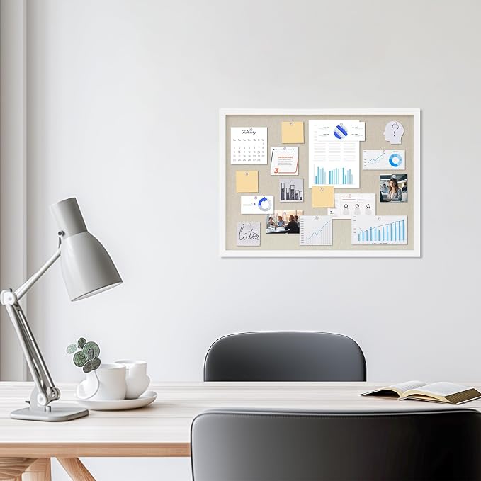 DAHAPYBOO Cork Board with Linen White, Bulletin Board 23"x17" | Hanging - Image 3
