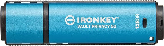 Kingston IronKey Vault Privacy 50 128GB Encrypted USB | FIPS 197 | AES-256bit | BadUSB Attack Protection | Multi-Password Options | IKVP50/128GB-DeskLoop Office