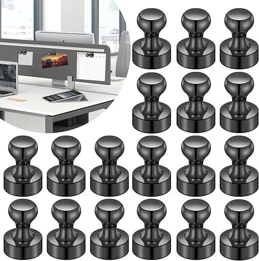 LOVIMAG Fridge Magnets for Office Accessories, 20 Pcs Black Refrigerator Magnets for Office Organization, Small and Strong Push Pin Magnets for Whiteboard, Office,Classroom,Kitchen,Locker etc-DeskLoop Office