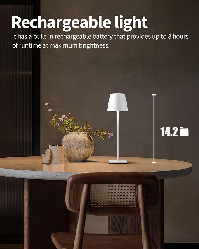 KDG 2 Pack Cordless Table Lamp, Portable LED Desk Lamp, 5000mAh Battery Operated - Image 2