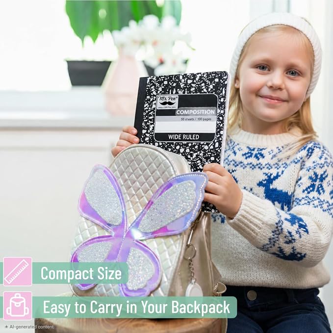 Mr. Pen- Composition Notebooks, 24 Pack, 50 Sheets, 9.75" x 7.5" | Black Marble - Image 5