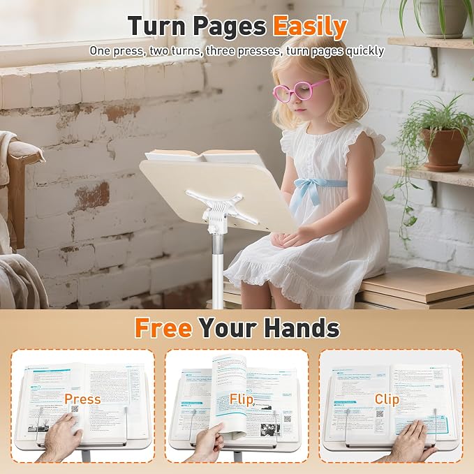 Rolling Book Stand with Wheels for Reading, Floor Standing Book Holder with - Image 6