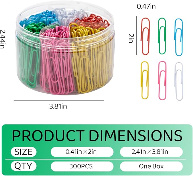 Paper Clips Colorful, Durable and Rustproof, Large Great - Image 2