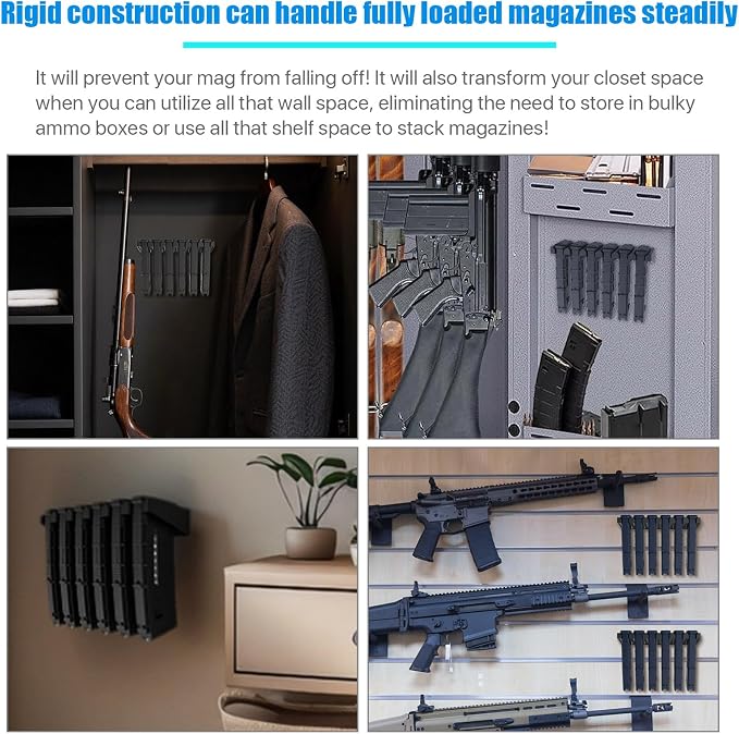Solid ABS 6X Standard PMAG Wall Mount, Mag Holder, Home Magazine Storage Rack - Image 6