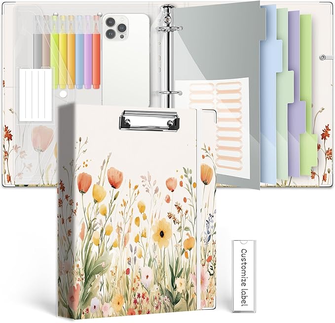 3 Ring 1 Inch Binder Organizer, BVSSX Three Ring Binders by BVSSX