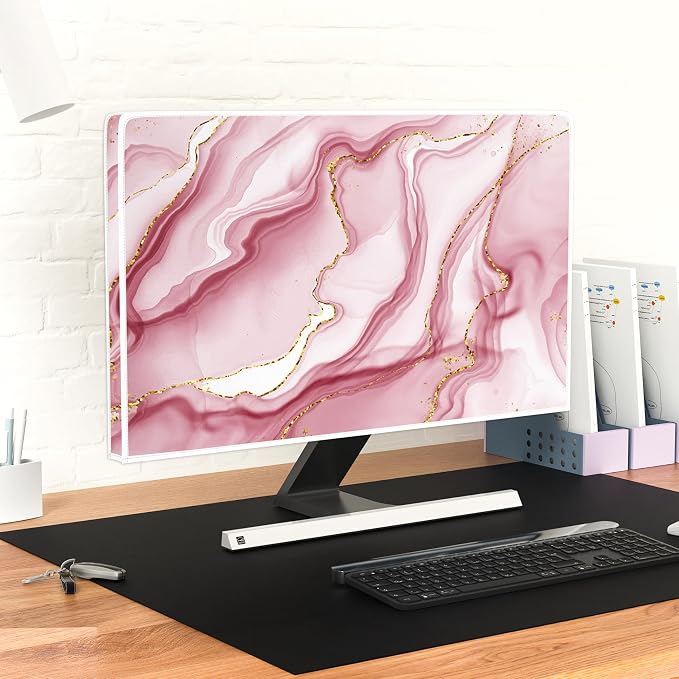 Baocicco Gold Pink Marble Waterproof Computer Monitor Dust Cover 22, 25 Inch - Image 4