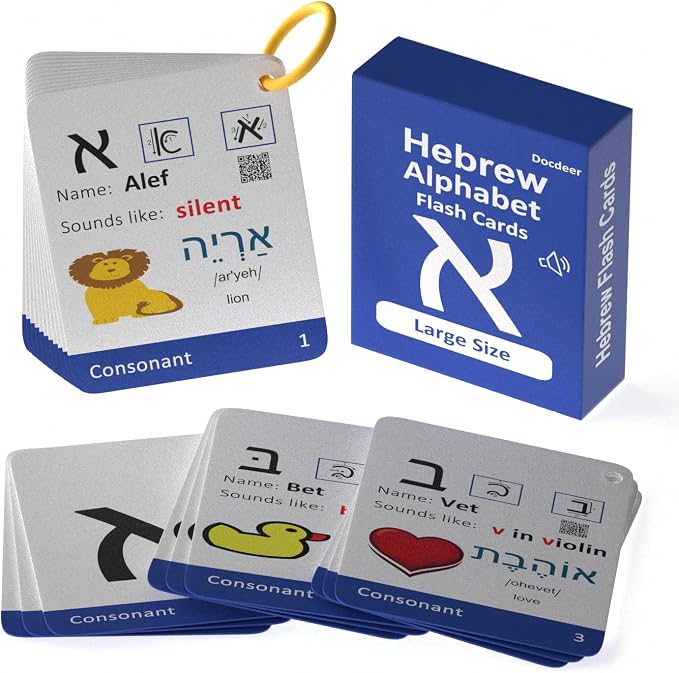 Hebrew Biblical Alphabet Syllabary Flash Cards – Alef Bet Letter Educational by Docdeer