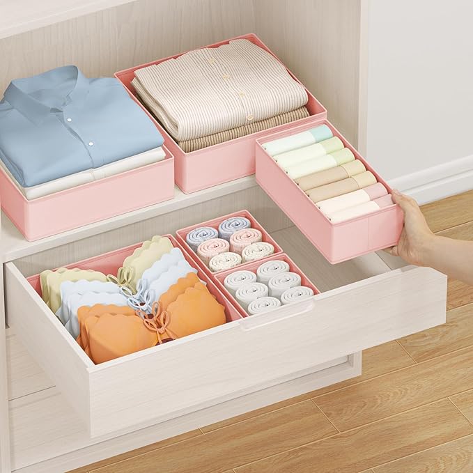 DIMJ Drawer Organizer Clothes Storage - 24 Pack Baby Dresser Organizer for Nursery, Small Fabric Closet Drawer Organizer Bins for Underwears Socks, Foldable Storage Dividers Organization for Bedroom-DeskLoop Office