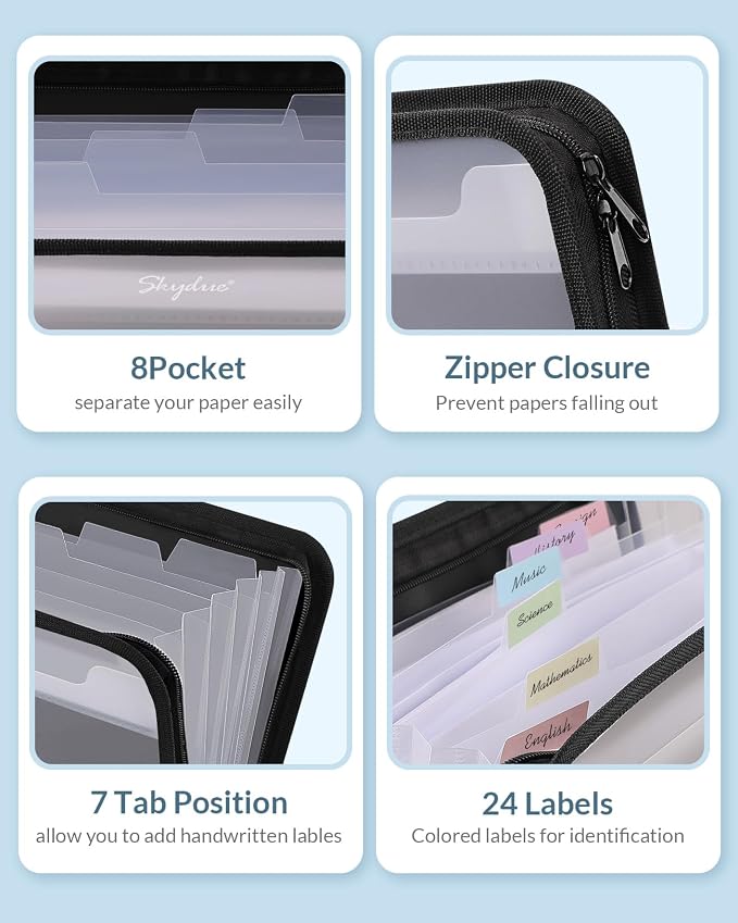 SKYDUE Accordion File Organizer, 7 Pocket Expanding File Folder - Image 5