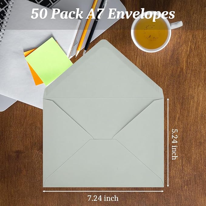 50 Pack A7 Envelopes, 5.24 x 7.24 in Envelopes - Image 3