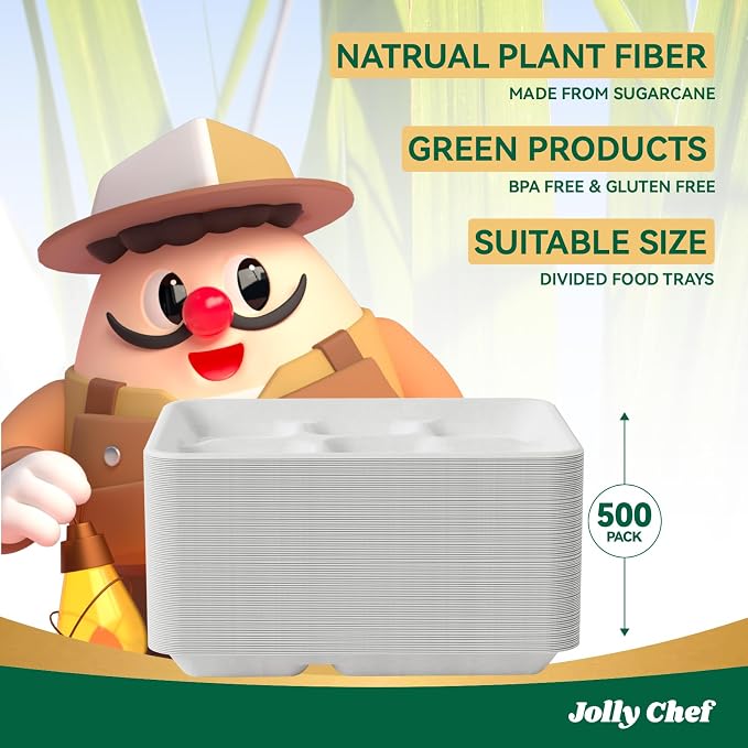 JOLLY CHEF Compostable  Compartment Paper Plates  *   Heavy - Image 6