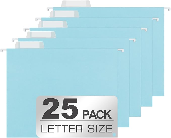 25 Packs Hanging File Folders, Light Blue Hanging File Folders Letter Size by Unknown