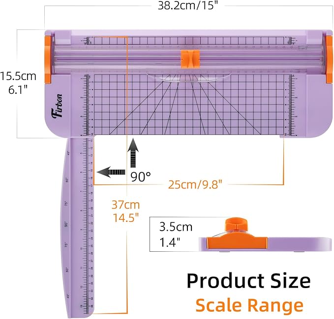 Firbon Purple A4 Paper Cutter, 12 Inch Titanium Straight Paper Trimmer with Side Ruler for Scrapbooking Craft, Paper, Coupon, Label, Cardstock-DeskLoop Office